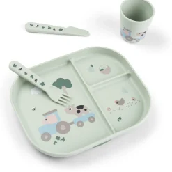 Green Foodie Spisesæt Med Sugekop Tiny Farm*DonebyDeer Hot