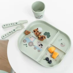 Green Foodie Spisesæt Med Sugekop Tiny Farm*DonebyDeer Hot