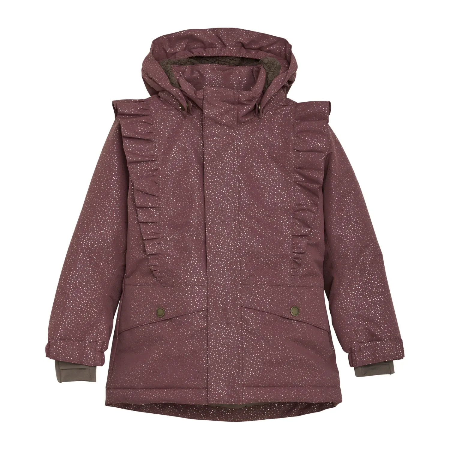 vinterjakke med flæser og glimmer - Rose Taupe*ENFANT Best