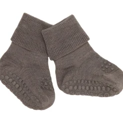 Brown Melange Non-Slip Strømper I Merino Uld*Gobabygo Hot