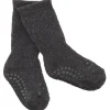 Dark Grey Melange Non-Slip Strømper Organic Terry Bomuld*Gobabygo Sale