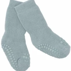 Dusty Blue Non-Slip Strømper Organic Terry Bomuld*Gobabygo Clearance
