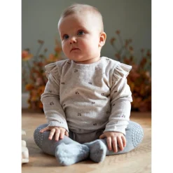 Grey Melange Crawling Strømpebukser Organic Bomuld*Gobabygo Clearance