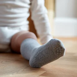 Grey Melange Non-Slip Strømper Bambus*Gobabygo Hot