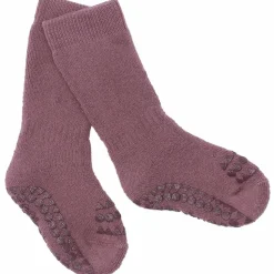 Misty Plum Non-Slip Strømper Organic Terry Bomuld*Gobabygo Clearance