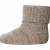 Light Brown Melange Uld Rib Baby Strømper*Mp Danmark New