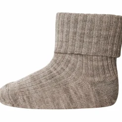 Light Brown Melange Uld Rib Baby Strømper*Mp Danmark New