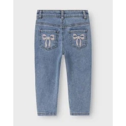 Medium Blue Denim Bow Embroidery Nmfbella Mom Emb Jeans 1224-Sm Noos*Name It Online