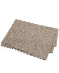 babytæppe, fishbone, merino uld - nature*Smallstuff Best