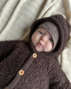 Heldragt, bouclé uld, brun*Smallstuff