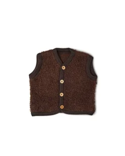 Vest, bouclé uld, brun*Smallstuff Sale