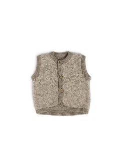 Vest, bouclé uld, natur melange*Smallstuff Online